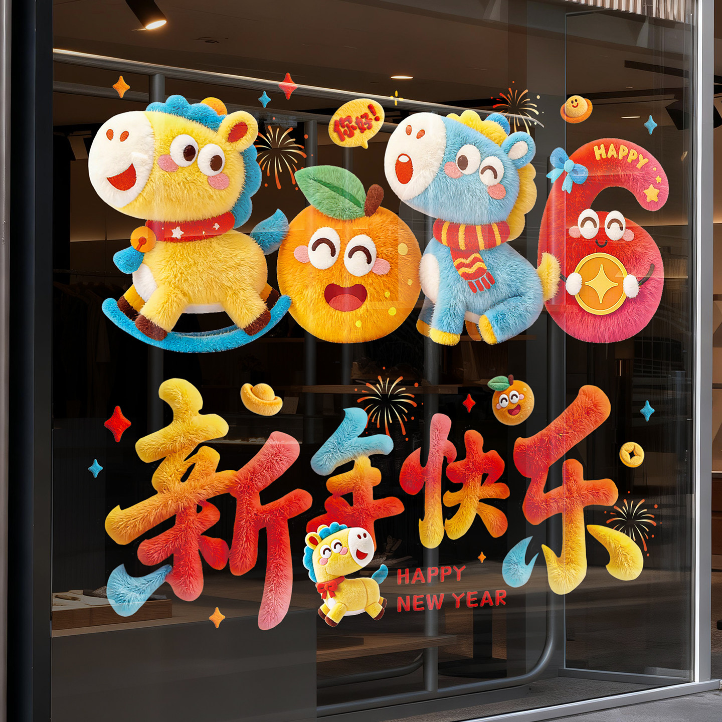 2026新年装饰贴纸玻璃静电贴过年店铺橱窗年味氛围生肖贴画窗花,节庆用品/礼品,喜字/剪纸/贴纸,淘宝优惠券,粉丝福利购,淘宝优惠卷