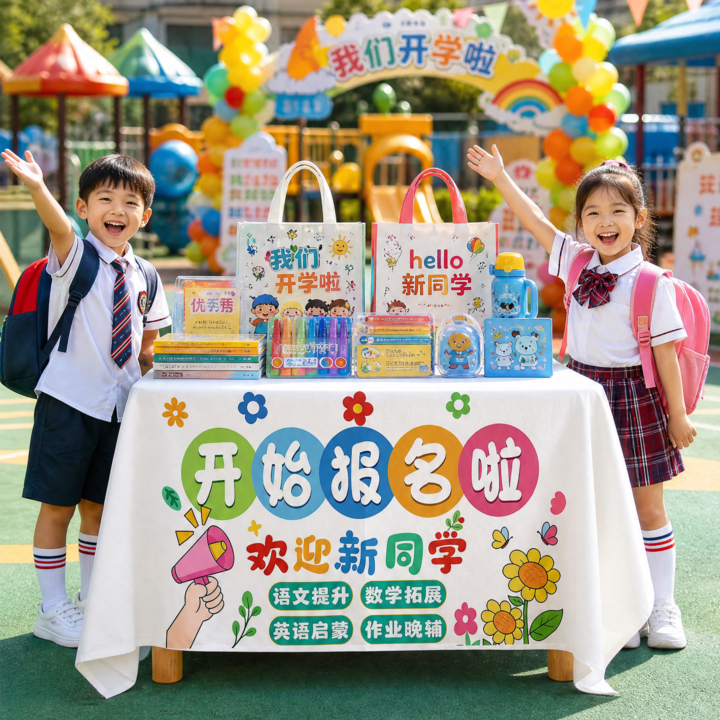 开学招生活动布置宣传桌布海报图片
