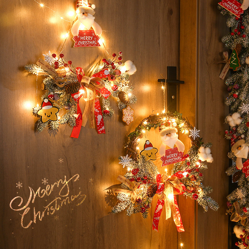 圣诞节装饰品藤条花环门挂藤圈发光挂饰店铺门上墙面氛围感道具,节庆用品/礼品,圣诞装饰品,淘宝优惠券,粉丝福利购,淘宝优惠卷