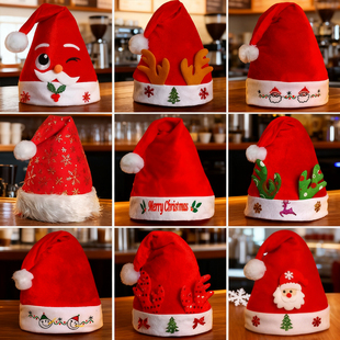 圣诞帽成人圣诞节装饰圣诞老人帽子儿童女批发小朋友小孩头饰男童