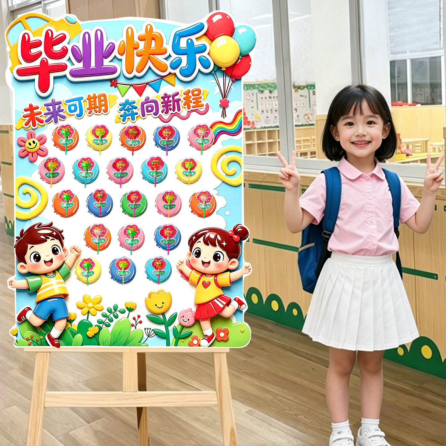 毕业季典礼儿童节教室布置幼儿园活动迎宾签到kt展板氛围场景装饰
