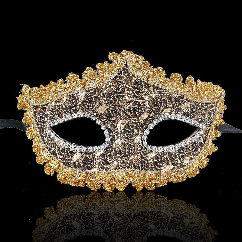 仕彩万圣节面具半脸女化妆舞会公主皮革金粉面具Cosplay成人男女