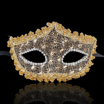 仕彩万圣节面具半脸女化妆舞会公主皮革金粉面具Cosplay成人男女