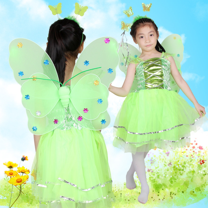 仕彩 儿童舞蹈服装演出服表演道具活动用品蝴蝶翅膀公主连衣裙子