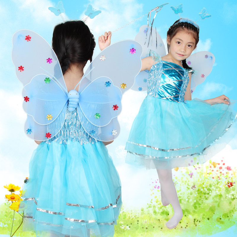 仕彩 儿童舞蹈服装演出服表演道具活动用品蝴蝶翅膀公主连衣裙子