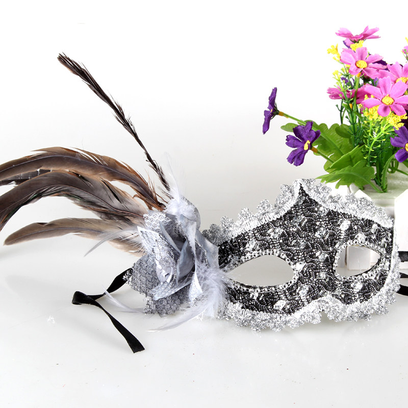 仕彩 万圣节舞会面具孔雀羽毛化妆舞会面具威尼斯公主女半脸成人