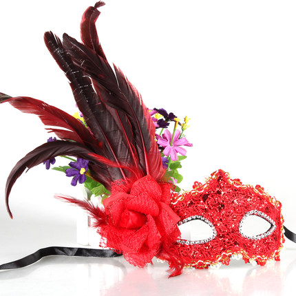 仕彩 万圣节舞会面具孔雀羽毛化妆舞会面具威尼斯公主女半脸成人
