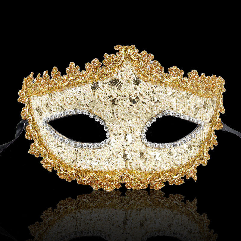 仕彩万圣节面具半脸女化妆舞会公主皮革金粉面具Cosplay成人男女