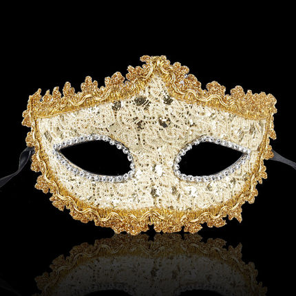 仕彩万圣节面具半脸女化妆舞会公主皮革金粉面具Cosplay成人男女