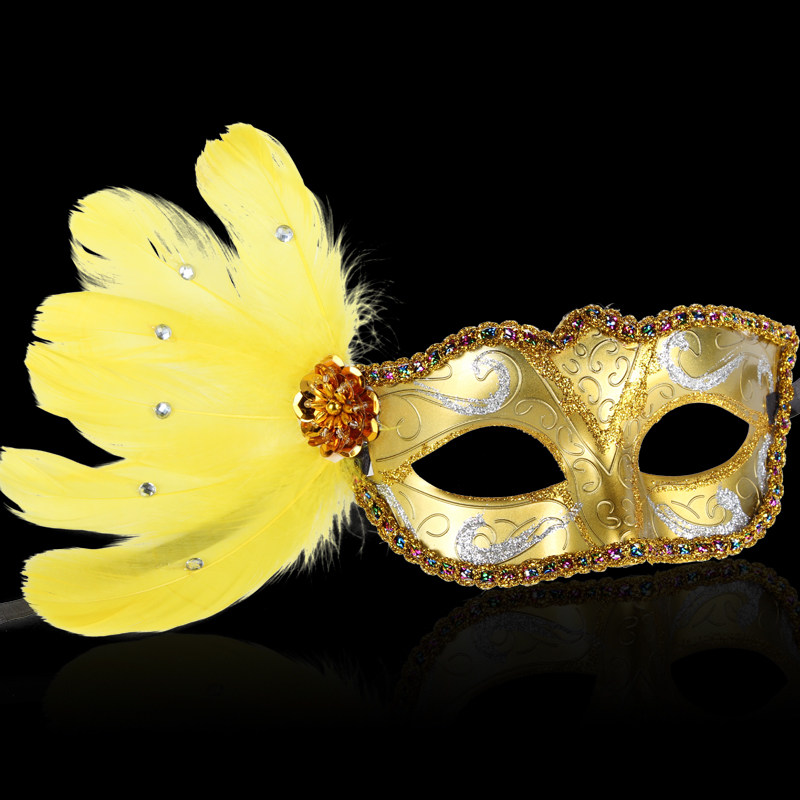 仕彩万圣节侧边羽毛面具加钻侧花面具舞会派对聚会威尼斯公主