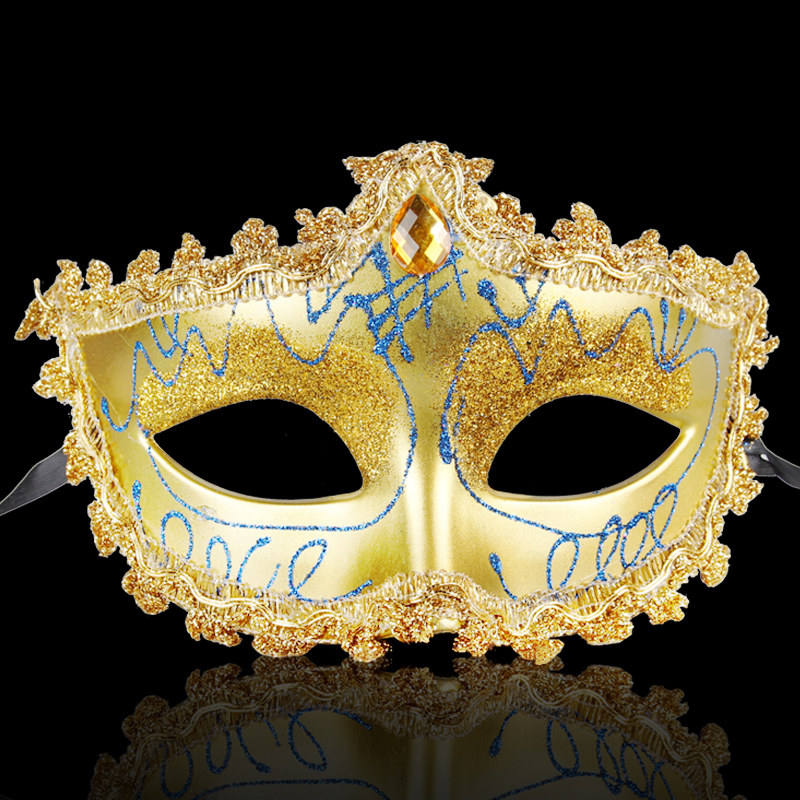 仕彩万圣节面具化妆舞会威尼斯公主面具金粉加钻面具镶边女款面具