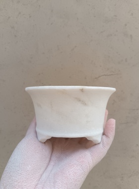 汉白玉石盆圆盆小石盆盆景盆浅水盆菖蒲盆多肉盆整石抠挖天然石材