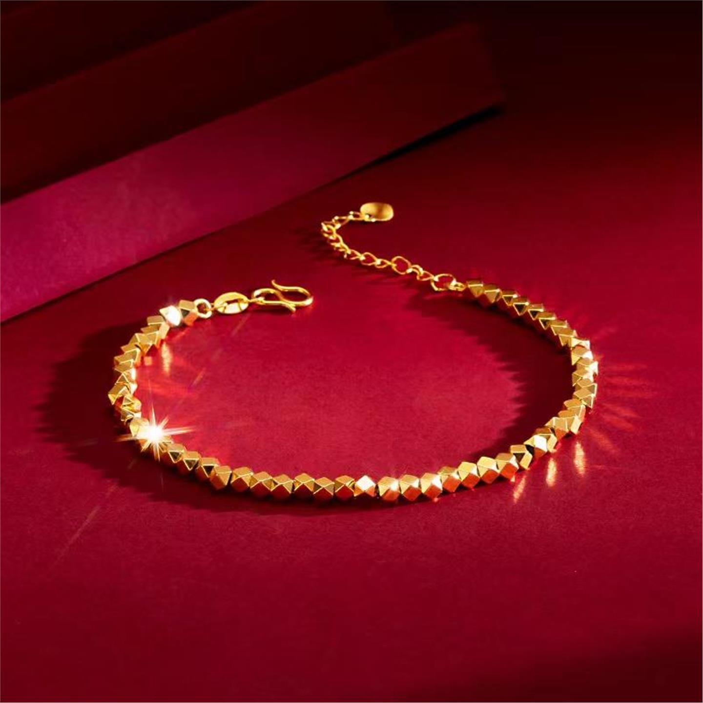 轻奢小众高级感沙金手链实心首饰