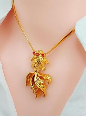 真金色项链女沙金四叶草时尚吊坠