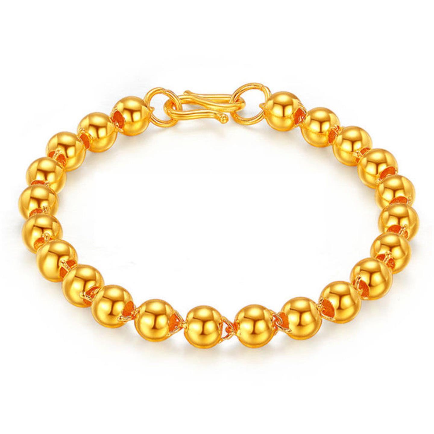 越南沙金手链经典光面圆珠金手链转运珠真金色手链男女可带