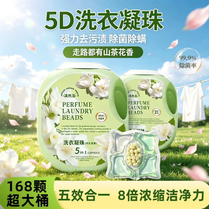 山M姆洗衣凝珠5合1山茶花香氛留香珠去污渍柔顺护色家洗衣机专用
