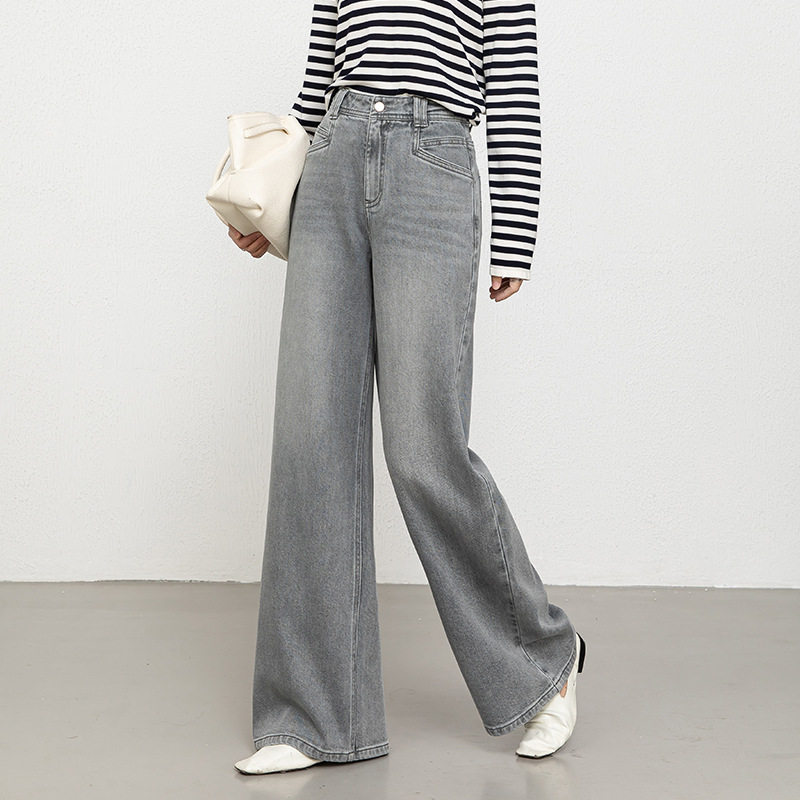 石榴2026春新款休闲高腰牛仔阔腿裤女宽松垂感刺绣直筒拖地裤8209,女装/女士精品,牛仔裤,淘宝优惠券,粉丝福利购,淘宝优惠卷