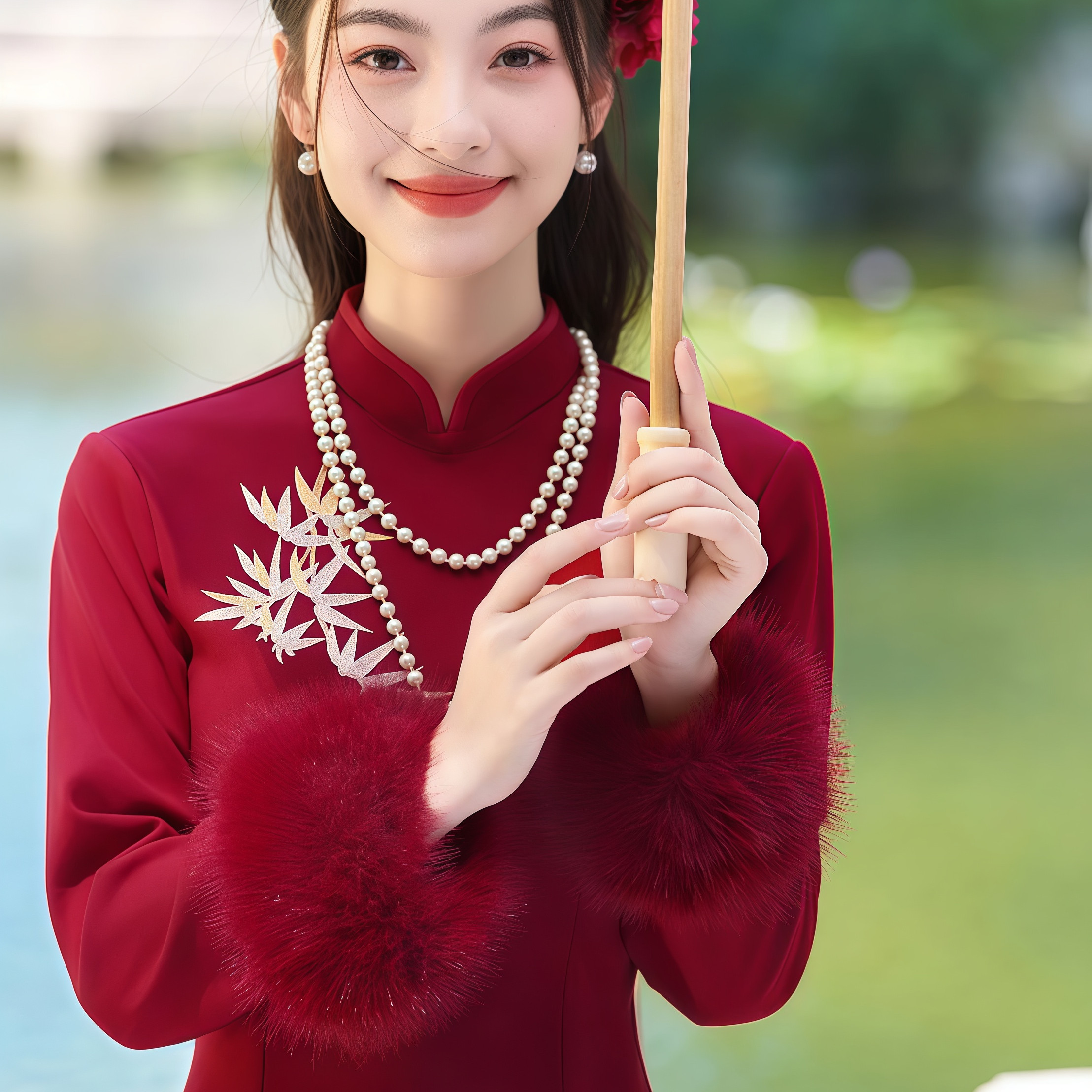 欢喜橙新中式长袖旗袍女结婚敬酒回门礼服加厚冬季高端大气日常穿