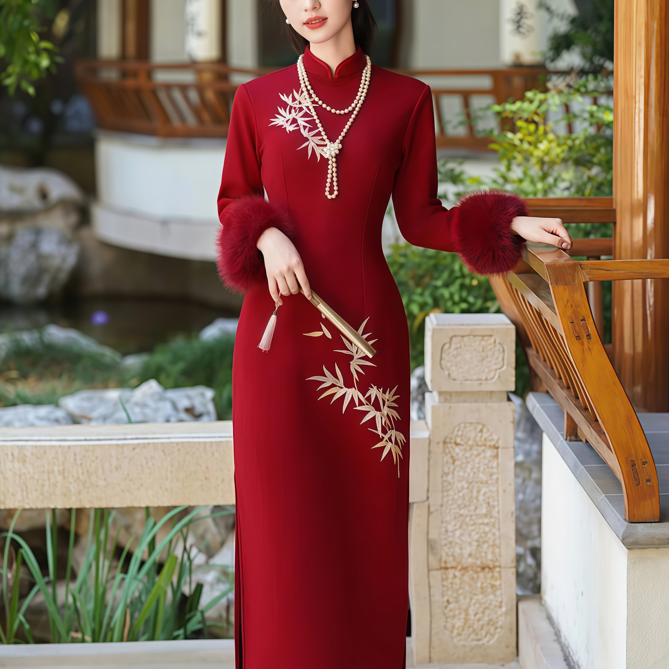 欢喜橙敬酒服新娘长袖红色订婚服新中式大码胖MM旗袍连衣裙冬季