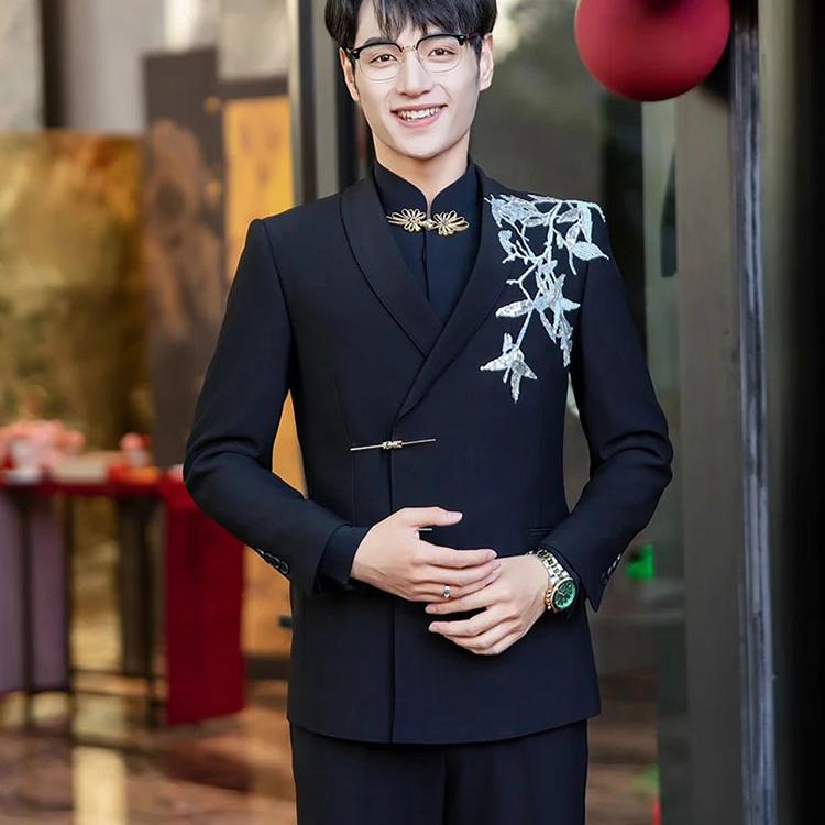 新郎结婚新中式礼服2025新款男士中山装西装修身敬酒服男款秀禾服