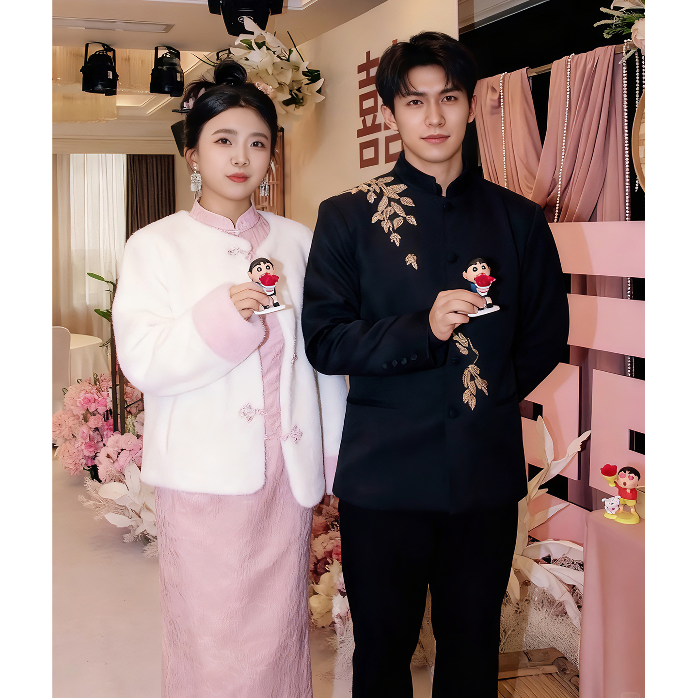 欢喜橙/中山装新中式西装套装男高级感订婚穿搭垫肩唐装西服礼服