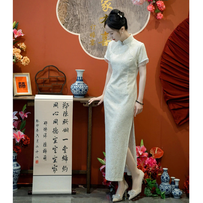 新中式国风日常可穿回门宴敬酒服新款短袖订婚礼服改良婚宴旗袍女