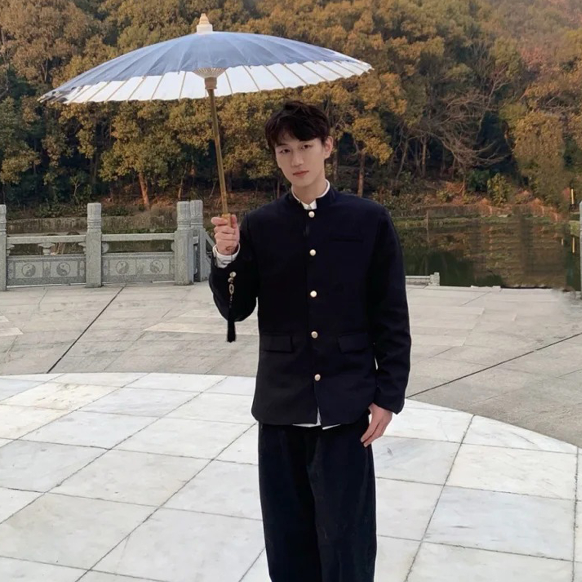 欢喜橙【耀夜】休闲男西服套装新中式中山装青少年dk制服西装外套