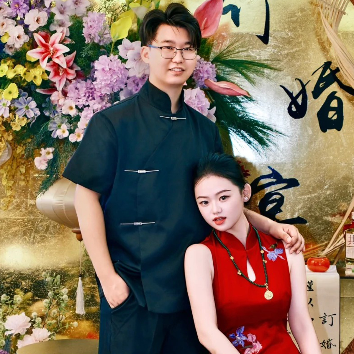 欢喜橙【云澹】夏季男短袖衬衫高级感痞帅衬衣外套新中式订婚上衣