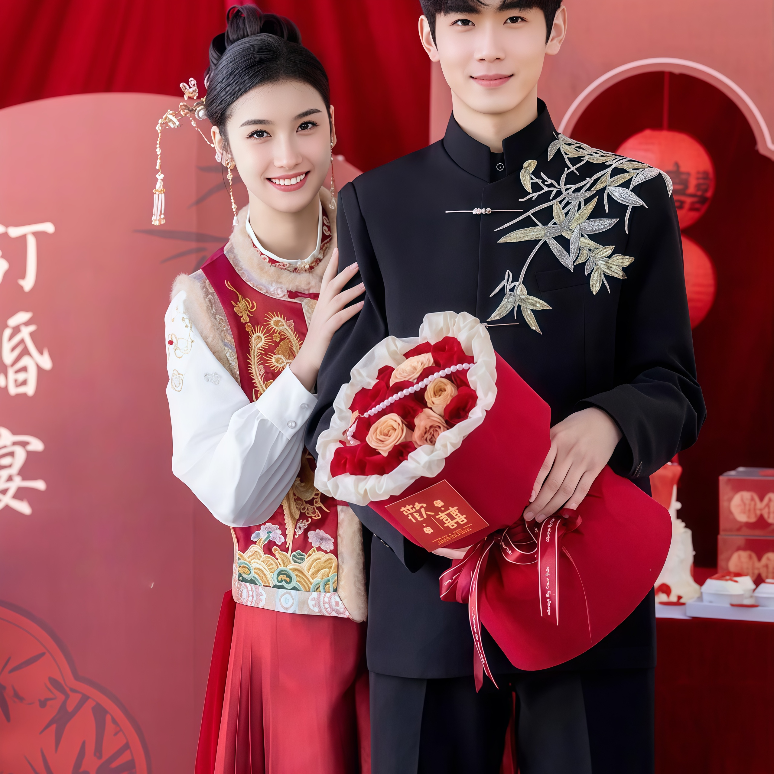 欢喜橙 男士秀禾服新郎装2025新款接亲婚服中式结婚礼服西装套装