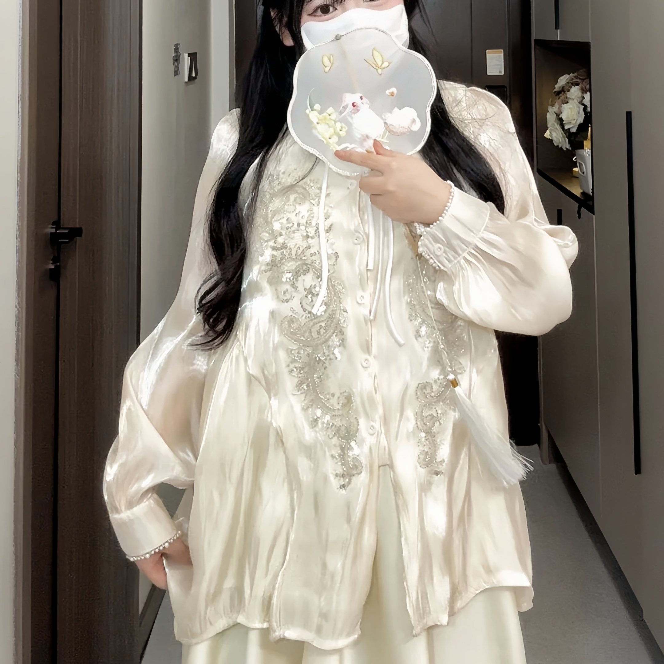 胖MM新中式国风上衣盘扣刺绣套装高级感大码伴娘服200斤日常可穿