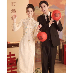 结婚订婚敬酒服2025新款新娘秋冬长袖出阁宴礼服女中式旗袍秀禾服