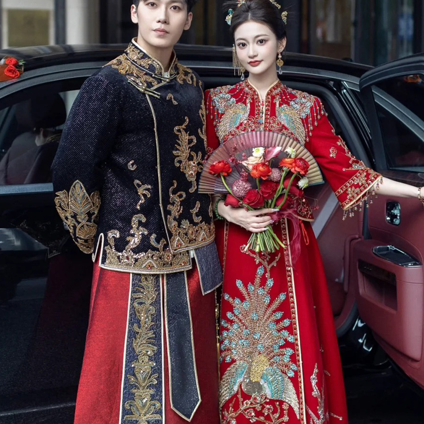 欢喜橙秀禾服新郎2025新款结婚礼服大码敬酒服唐装新中式接亲服男