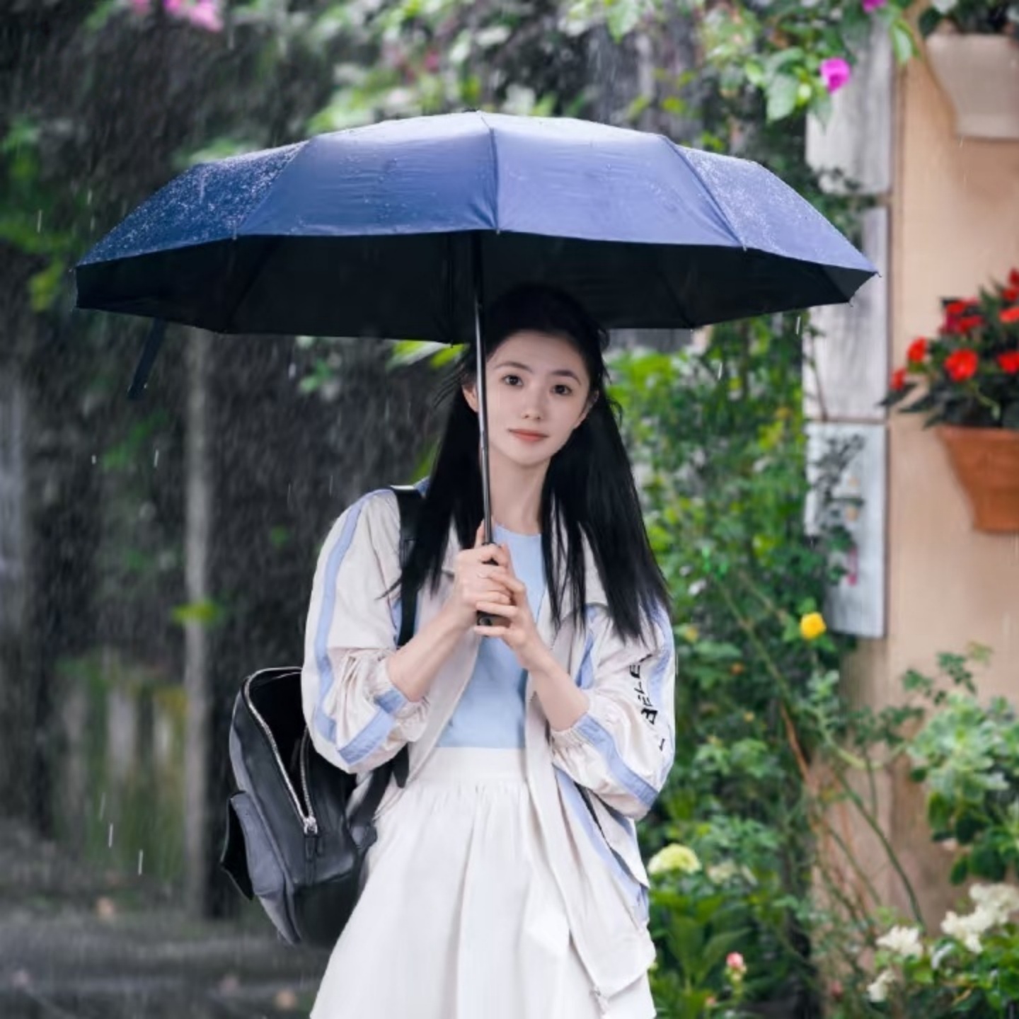 陷入我们的热恋刘浩存徐栀同款自动伞原木手柄晴雨伞女明星折叠伞