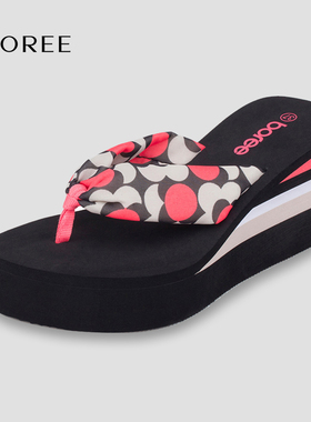 宝人拖鞋2025夏季外穿女凉拖鞋时尚中高跟沙滩鞋时尚增高人字拖鞋