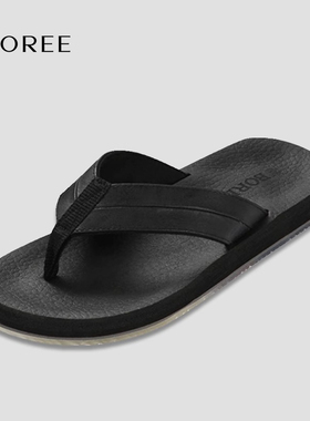 Boree/宝人人字拖男夏季外穿防滑夹脚黑色海豚底拖鞋瑜伽垫沙滩鞋