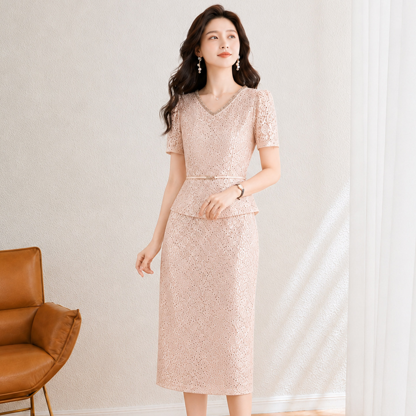 贵夫人时尚妈妈假两件套连衣裙女2026夏高端大气上档次十三行裙子
