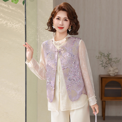 贵夫人春秋复古马夹上衣两件套