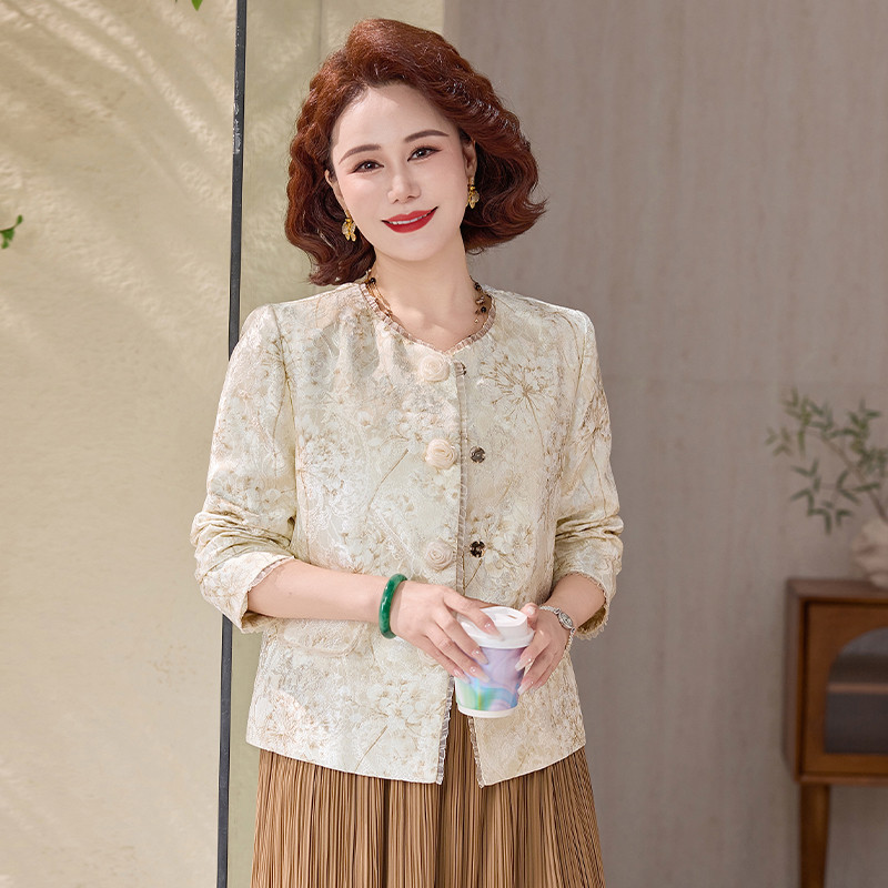 2026新款妈妈春装国风优雅外套中老年女装洋气百搭显瘦小香风50岁