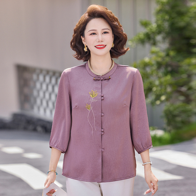 中老年上衣新中式T恤春装衬衫