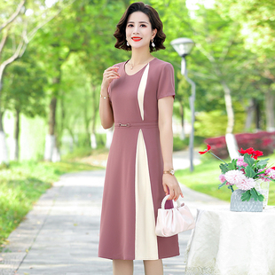 50多岁妈妈夏装连衣裙小个子中老年人女夏季时尚裙子国风大码遮肚