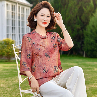 2026新款短袖妈妈夏装新中式小衫
