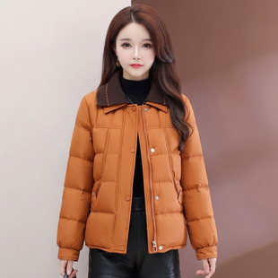 2026新款时尚短款羽绒服女冬装纯色双层翻领减龄小个子白鸭绒外套