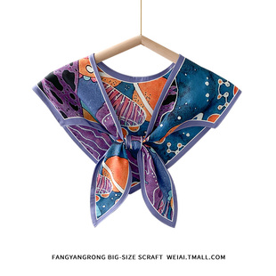 新款 洋气时尚 T恤春秋季 外搭小披肩丝巾女百搭三角形领巾搭配衬衫