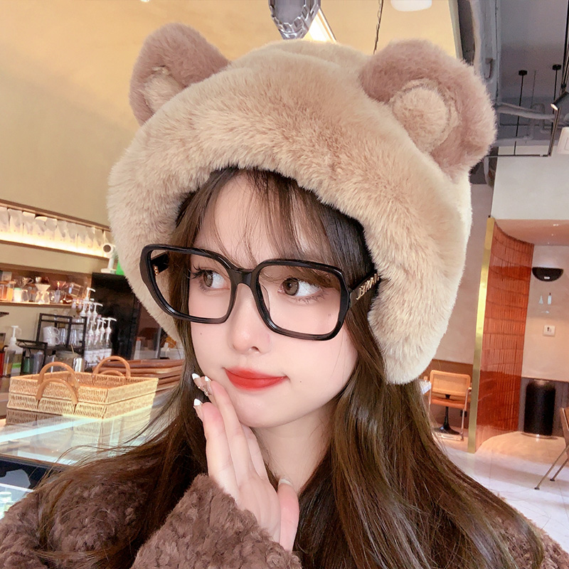 毛绒熊熊耳罩女秋冬季保暖耳套