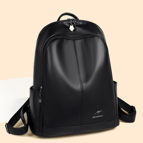 袋鼠双肩包女皮包2026新款时尚通勤妈妈旅行背包软皮大容量电脑包