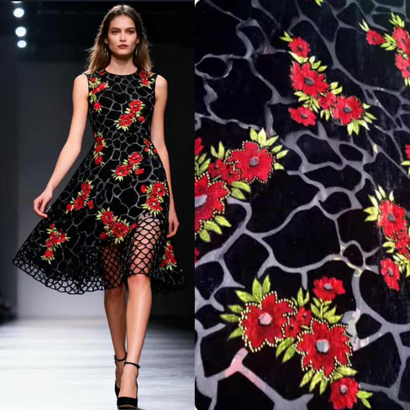 真丝绒布料金丝绒面料天鹅绒布头清仓桑蚕丝旗袍裙布匹烂花绒刺绣