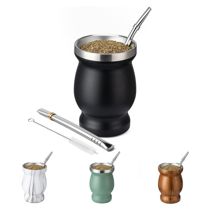 GOGO阿根廷马黛茶杯办公室水杯吸管茶水分离Yerba Mate Cup葫芦杯