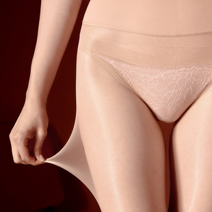 5D超薄深裆油亮无痕裆丝袜女性感丝滑无缝黑丝大码肉色连裤袜夏