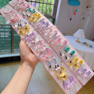 透明玉桂狗小对夹发圈头饰不伤发小皮筋可爱卡通儿童女孩发夹发绳