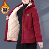 加绒加厚保暖防寒棉衣洋气连帽棉袄小个子妈妈装 冬季 女装 棉服外套